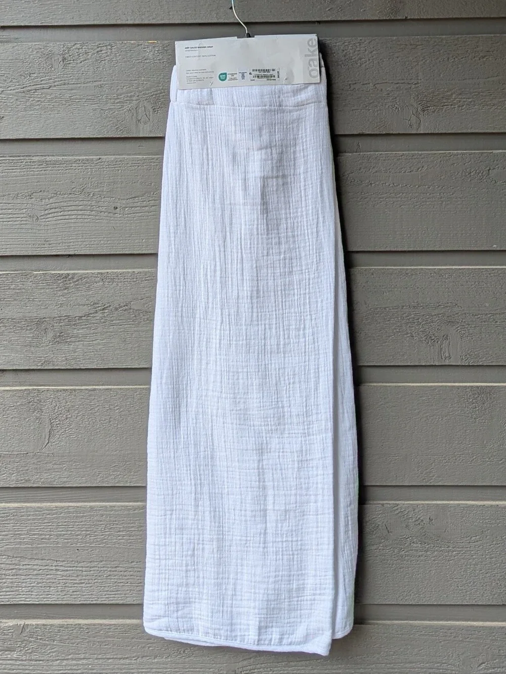 NWT Oake Cotton Gauze Bath Wrap Bright White Small/Medium OEKO-TEX Standard 100